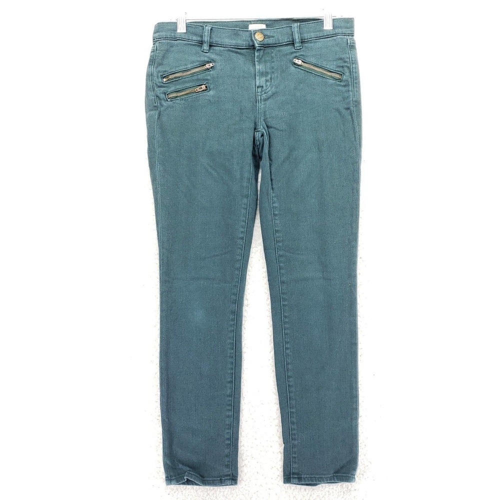 J.Crew Straight Zipper Pockets Stretch Jeans Women Size Mid Rise Denim Pants